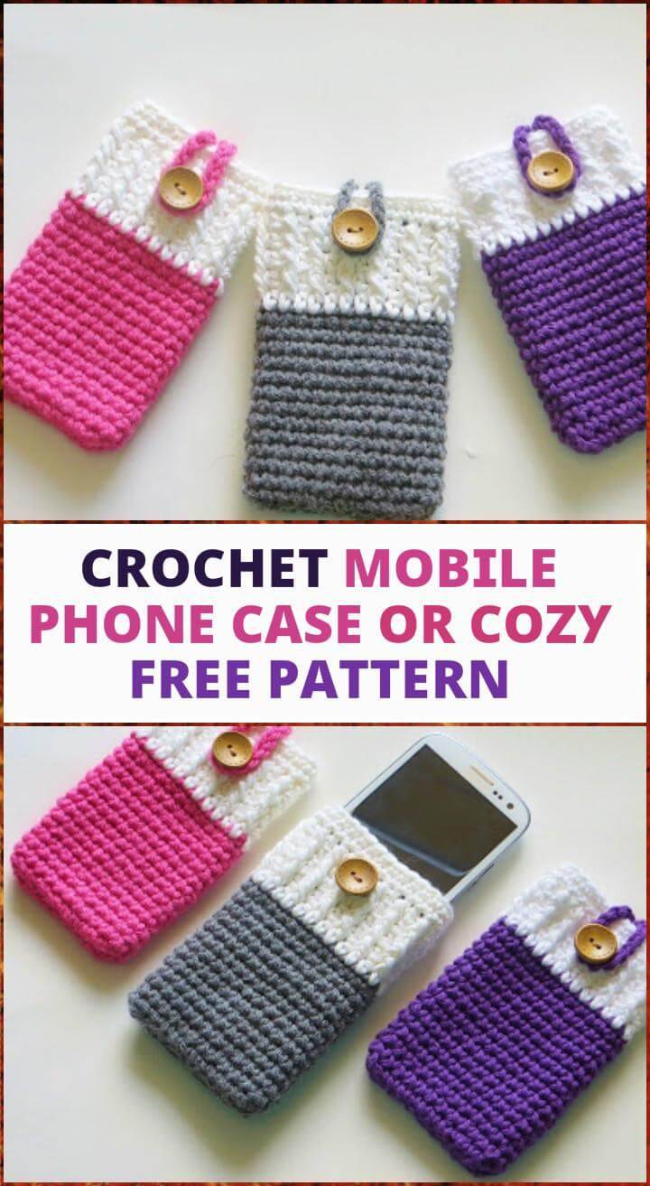 free crochet mobile phone case or cozy